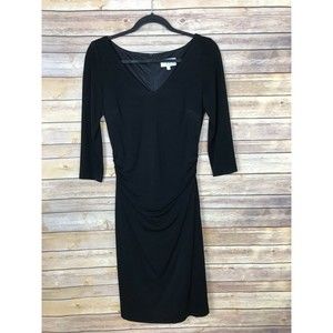 David Meister 8 V Neck Bodycon Shirred Dress B38